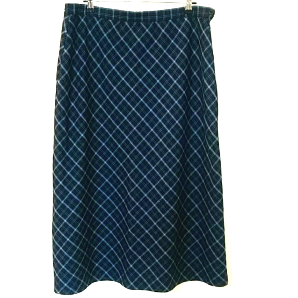 SAG HARBOR Long Lined Skirt 18 Blue & Black